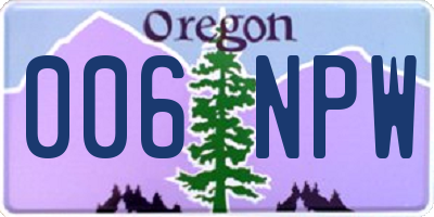 OR license plate 006NPW
