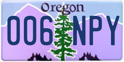 OR license plate 006NPY