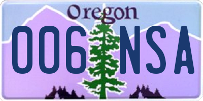 OR license plate 006NSA