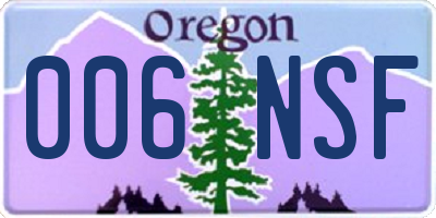 OR license plate 006NSF