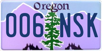 OR license plate 006NSK
