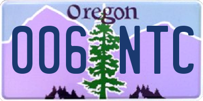 OR license plate 006NTC
