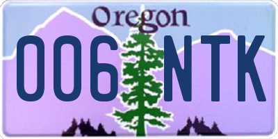 OR license plate 006NTK