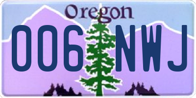 OR license plate 006NWJ