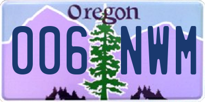 OR license plate 006NWM