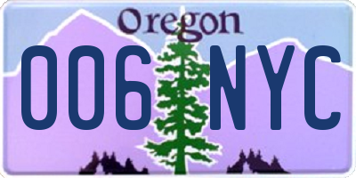 OR license plate 006NYC