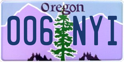 OR license plate 006NYI