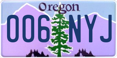 OR license plate 006NYJ