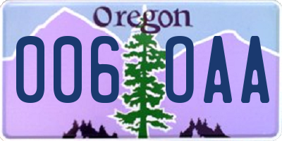 OR license plate 006OAA