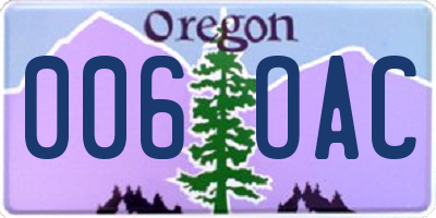 OR license plate 006OAC