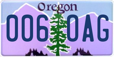 OR license plate 006OAG