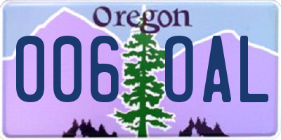 OR license plate 006OAL