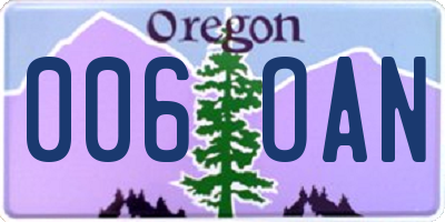 OR license plate 006OAN