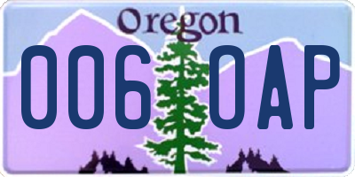 OR license plate 006OAP