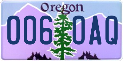 OR license plate 006OAQ