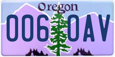 OR license plate 006OAV