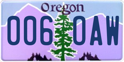 OR license plate 006OAW