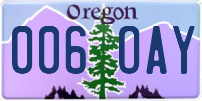 OR license plate 006OAY
