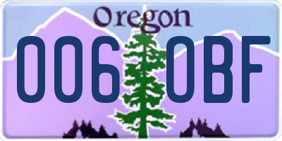 OR license plate 006OBF
