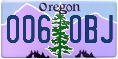 OR license plate 006OBJ