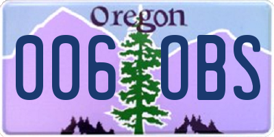 OR license plate 006OBS