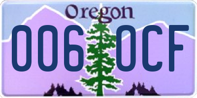 OR license plate 006OCF