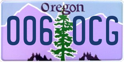 OR license plate 006OCG