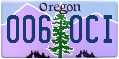 OR license plate 006OCI
