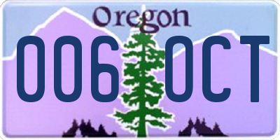 OR license plate 006OCT