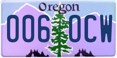 OR license plate 006OCW
