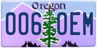 OR license plate 006OEM