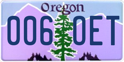 OR license plate 006OET