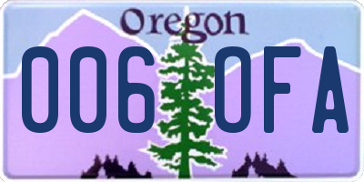 OR license plate 006OFA