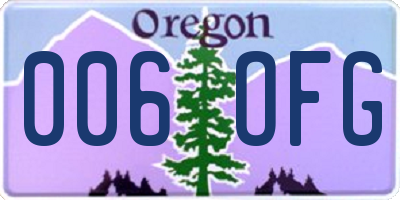 OR license plate 006OFG