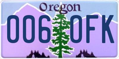 OR license plate 006OFK