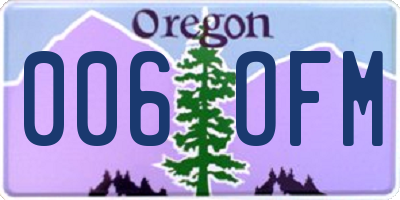 OR license plate 006OFM