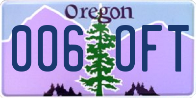 OR license plate 006OFT
