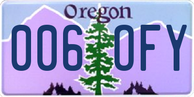 OR license plate 006OFY