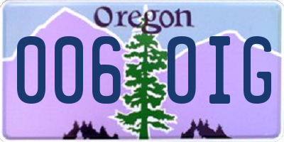 OR license plate 006OIG