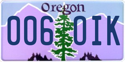 OR license plate 006OIK