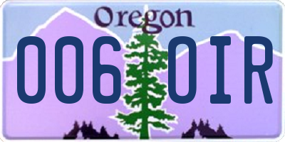 OR license plate 006OIR