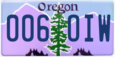 OR license plate 006OIW