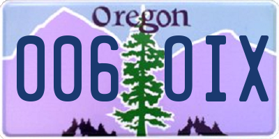 OR license plate 006OIX