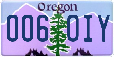 OR license plate 006OIY