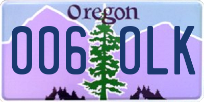 OR license plate 006OLK
