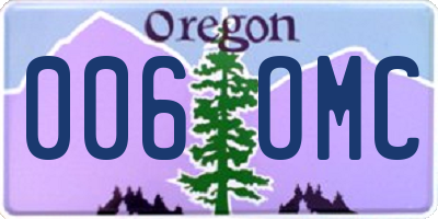 OR license plate 006OMC