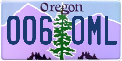 OR license plate 006OML