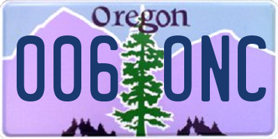OR license plate 006ONC