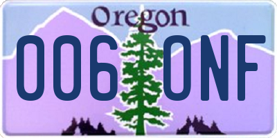OR license plate 006ONF