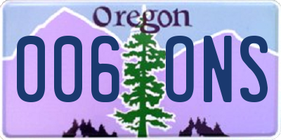 OR license plate 006ONS